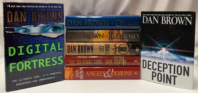 7 DAN BROWN Books Complete Set (5) ROBERT LANGDON Series HARDCOVER + 2 Novels