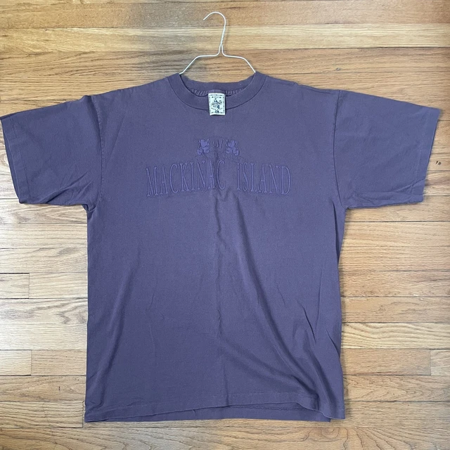 Vintage Mackinac Island Size XL Men Michigan Faded Purple T-shirt Single Stitch