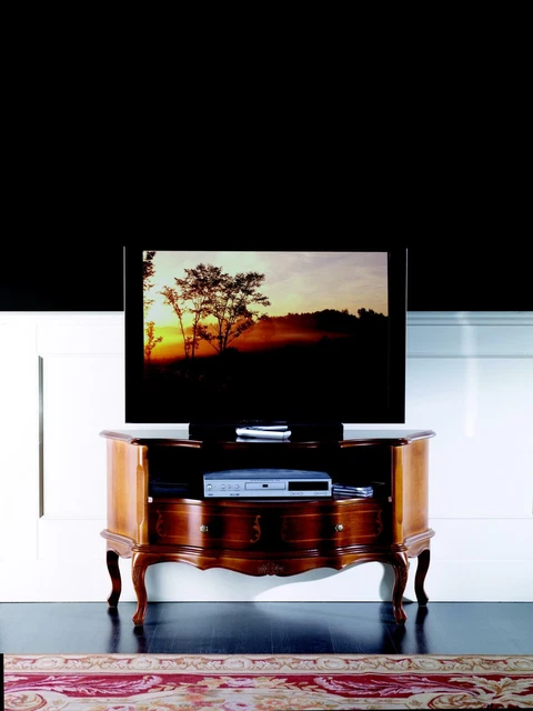 Meuble TV Bas Palazzo INT - Style Asiatique Noir - 130cm Avec 8 Tiroirs - NEUF