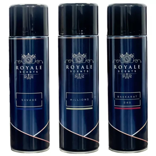 3x 500ml Royale Scents Turbojet Air Freshener Savage Millions Bakkarat Sovereign