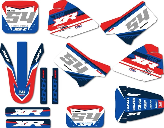 Honda XR 200 1996 1997 1998 1999 2000 Custom Graphic Kit FLUID Style stickers