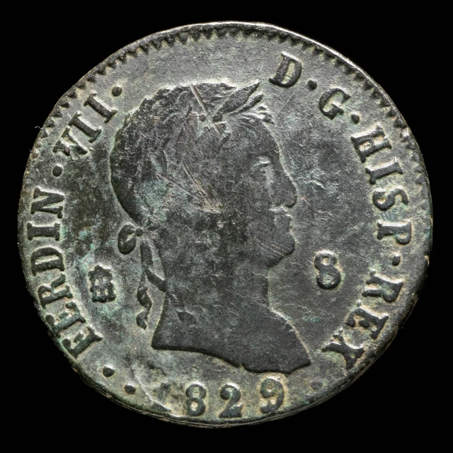 1829, 8 Maravedis Ferdinand VII, Segovia Mint - 30 mm / 11.50 gr.