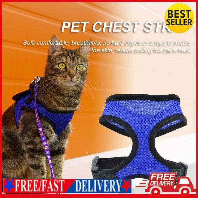 Arnés de malla de malla de cuello de gato perro reflectante ropa de entrenamiento (azul oscuro M)