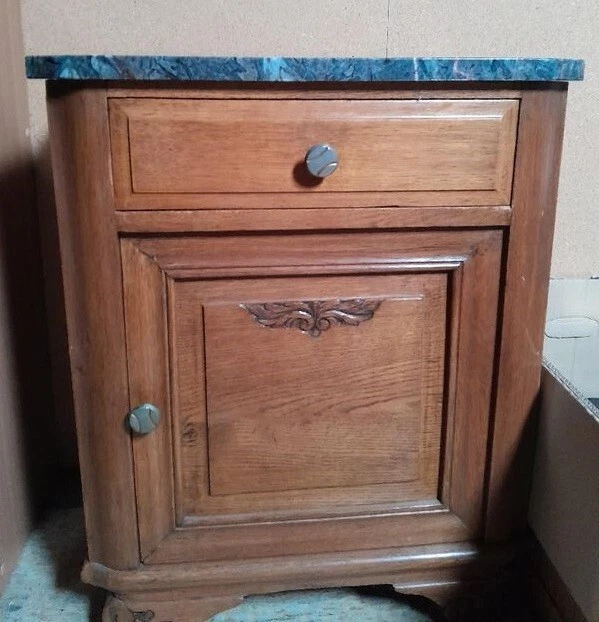 french art deco vintage 30s nightstand bedside table marble wood