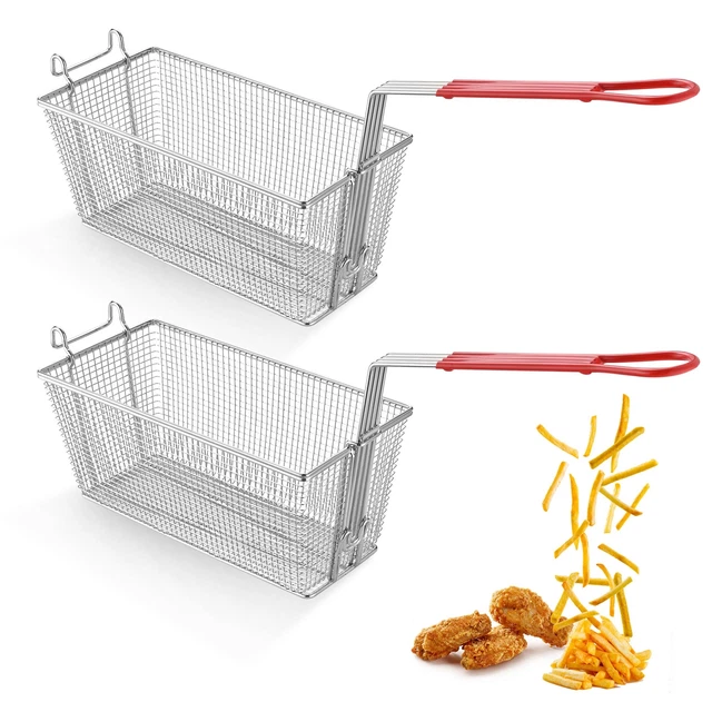 WeChef 2Pcs Deep Fryer Baskets with non-slip Handle for Restaurant Kitchen