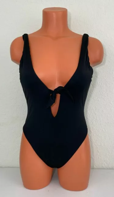 Bikini Lab Women's Keyhole Front One Piece Swimsuit Black Size Small