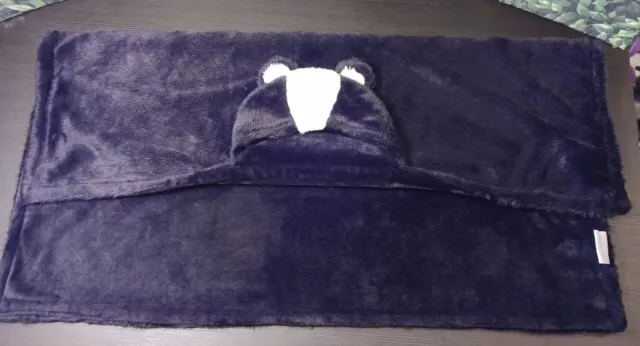 Little Miracles Skunk Blanket Minky Soft Luxe Black & White Hooded Nice