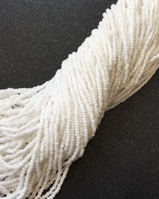 13/0 Charlotte Cut 12 Strands Preciosa Czech OP White  Glass Seed Beads