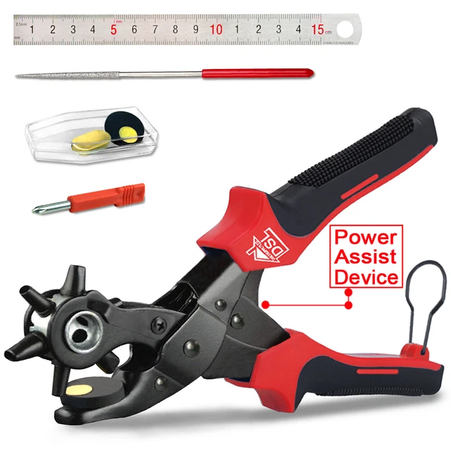 Pinza punzonatrice in plastica 10" Power Assist perno girevole in pelle foro