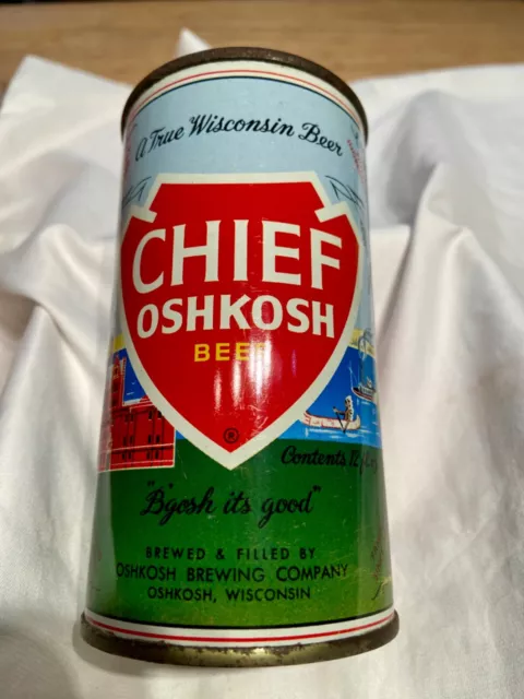 Tab Top Beer Can Empty Zip Juice Top Chief Oshkosh 55-3 Oshkosh Brg. Wisconsin