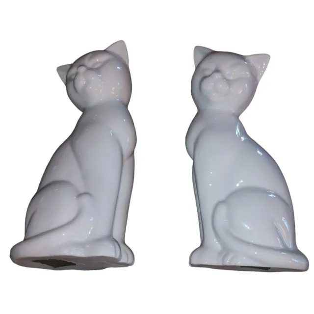 PAIR Vintage Otagiri MCM Ceramic Porcelain Siamese White Cat 8" Figurine Japan K