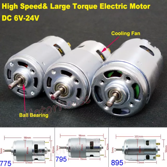 DC6V~24V 12V 18V High Speed Large Torque RS-775/795/895 Electric Motor 5mm Shaft