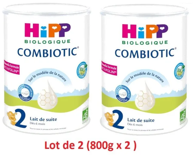 LOT  de 2 lait de suite HIPP biologique COMBIOTIC  dès 6 mois 800G x 2