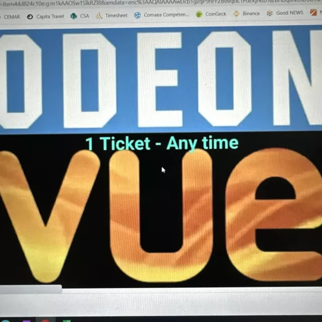 1 x Odeon or Vue Cinema Ticket Any time/day including Luxe - Expiry 29 Feb 2024