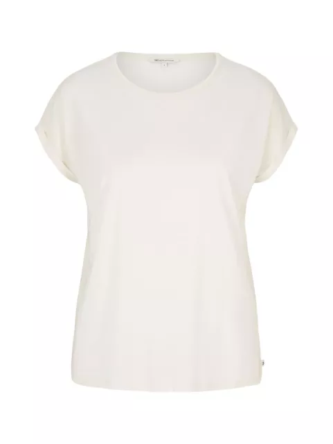 TOM TAILOR DENIM T-Shirt Fluent Basic - Détendu Coupe Blanc Bleu Vert Rose