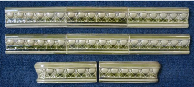 Green Antique Art Nouveau Majolica Border Tile C1900