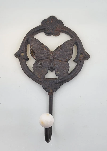 Vintage Cast Iron Style Butterfly Coat Hook Hat Rack Towel GARDEN Plant  Lot #1