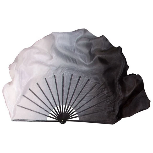 Coppia ventilatori laterali 2 strati mezza vera seta per oggetti di scena spettacolo di danza popolare bianco Q7N6