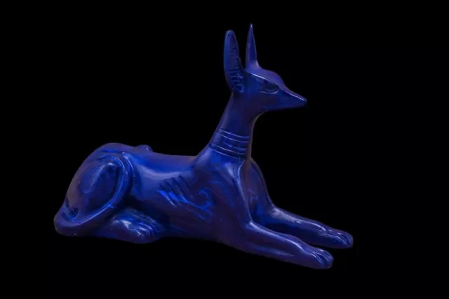 UNIQUE ANCIENT EGYPTIAN GOD Anubis Seated Dog Jackal Figurine Statue Handmade