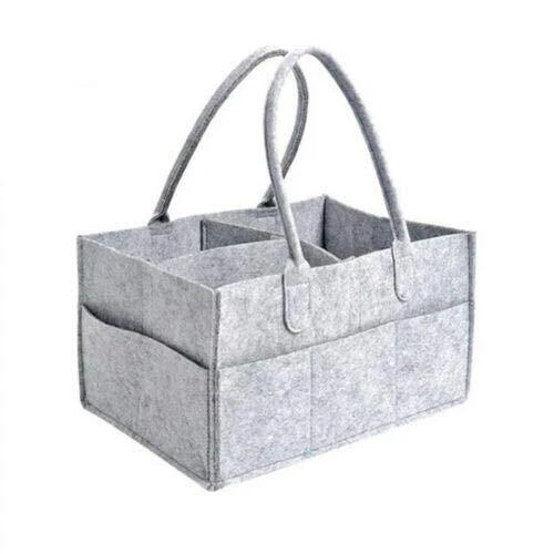 Yueshop Grey Felt Baby Diaper Caddy Nursery Storage Wipes Bag Nappy Organizer