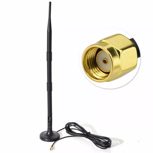 Antena Wifi Omnidireccional 9Dbi 3M Cable Base Magnético Rp SMA Wireless Wifi