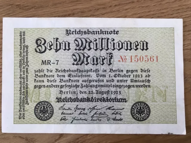 Reichsbanknote Zehn Millionen Mark 1923