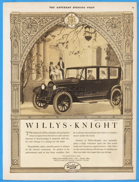 1920 Willys Knight Overland Toledo OH British Embassy Washington DC Car Ad