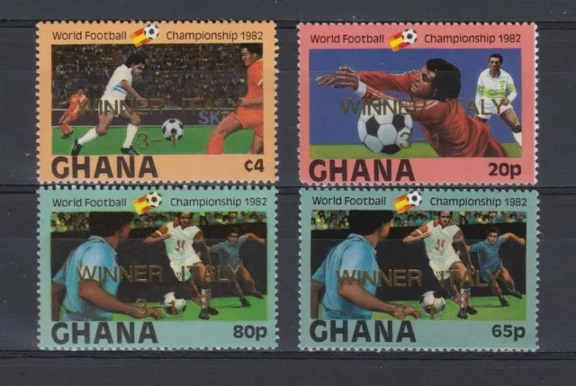 S5677)Ghana 1982 MNH W.C.Football 1982-C. M.Fußball 4v Ovptd Winners