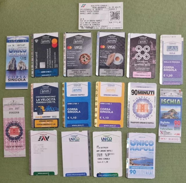 lotto 17 diversi Biglietti Autobus / Metro da collezione NAPOLI