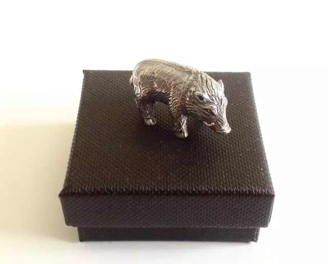 12g Sterling Silver Miniature Wild Boar Pig Animal Figure Victorian style Curio