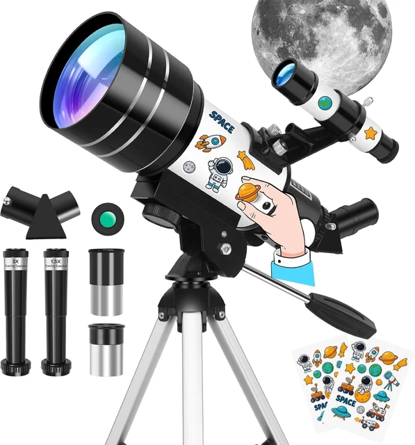 Telescopio Astronomico Auveach Per Bambini E Principianti, 50mm Apertura, 500mm Focale, 30X/60X, Con Treppiede