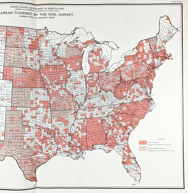 1934 UNITED STATES Map ORIGINAL - 1934 United States Map ORIGINAL Soil Surveys Counties.webp