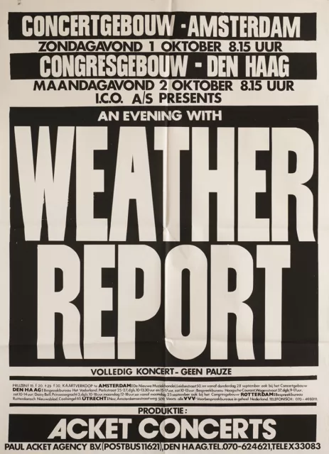 Weather Report 1978 Original The Netherlands Concert Poster