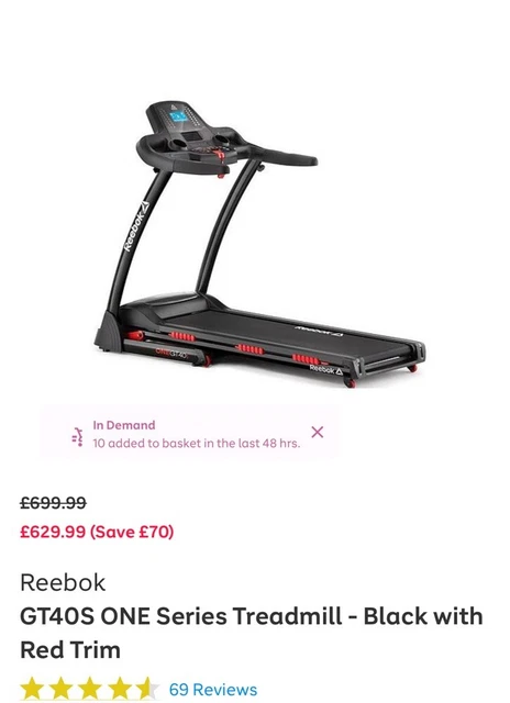 gt40s one series treadmill black with red trim