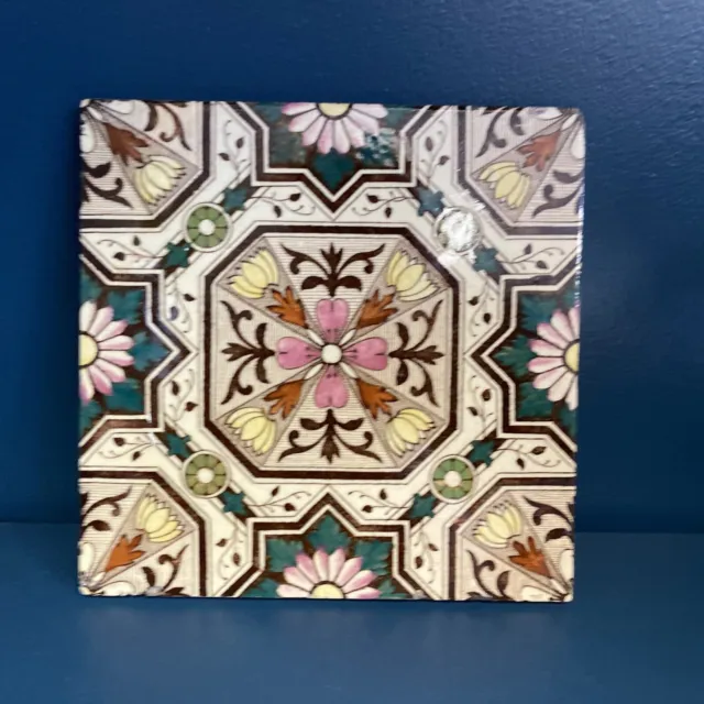 One Reclaimed Antique 6" x 6" floral flowers Victorian Tile Tiling Kitchen Décor