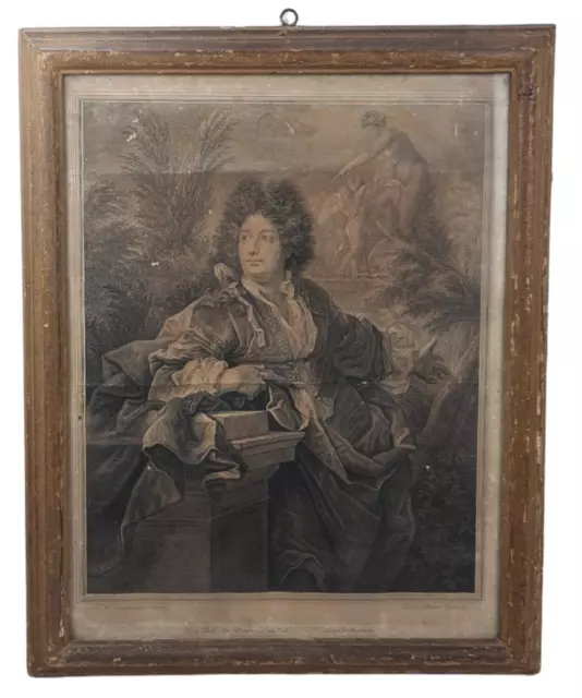 Jean-Jacques Keller antique OLD PRINT Gérard Edelinck, Nicolas de Largillière