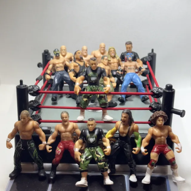 JAKKS Micro Mini Aggression WWE Wrestling Figure Bundle x15 | 2" Ring Included