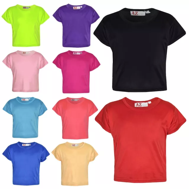 Girls Top Kids Plain Color Stylish Fahsion Trendy T Shirt Crop Top 7-13 Years