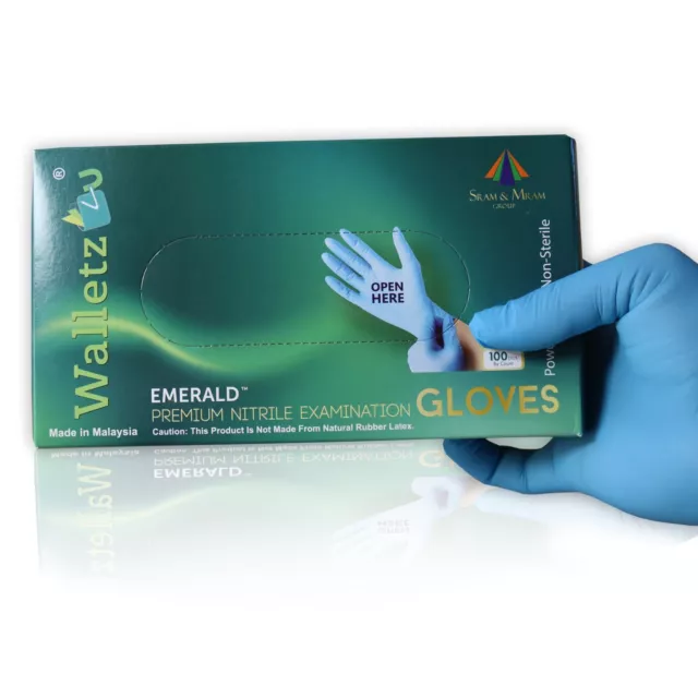Walletz4u Emerald Prime Nitrile Examination Powder-Free Gloves - 1,000 Pcs