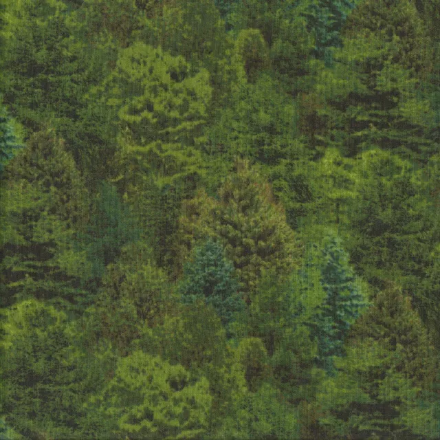 Evergreen Green Trees Nature Landscape Quilting Fabric 1/2 Metre