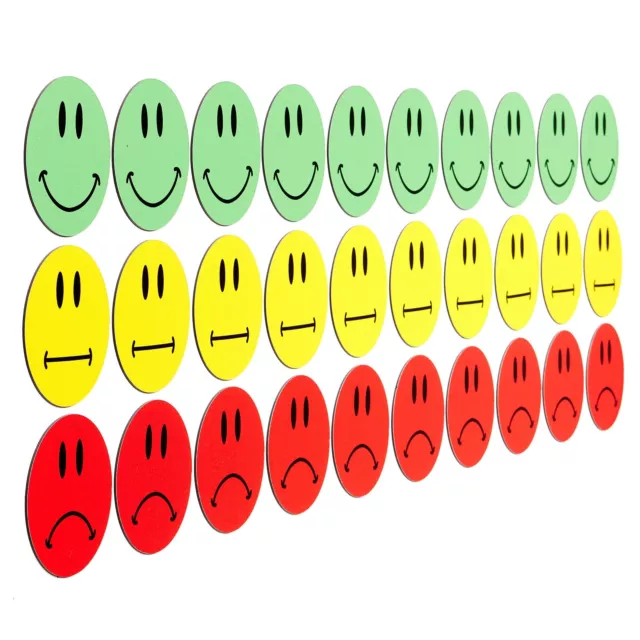 SMILEYBOARD Magnete - Bunte Smiley-Magnete - 30 Stück - ø 2-10 cm grün gelb rot