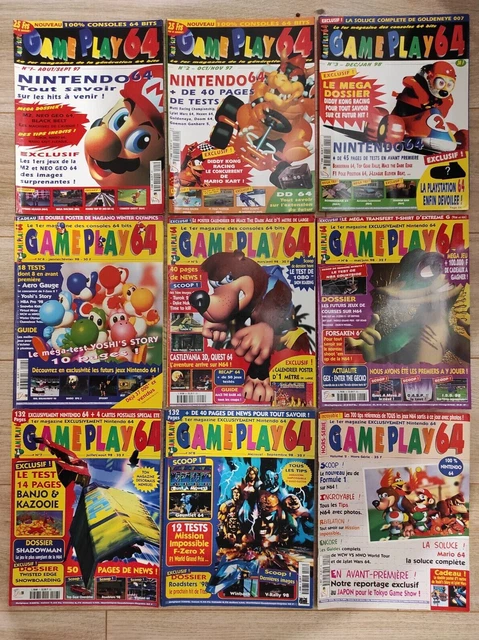 Lot de 9 Magazines Jeux Vidéo, Consoles, Retrogaming : Game Play 64