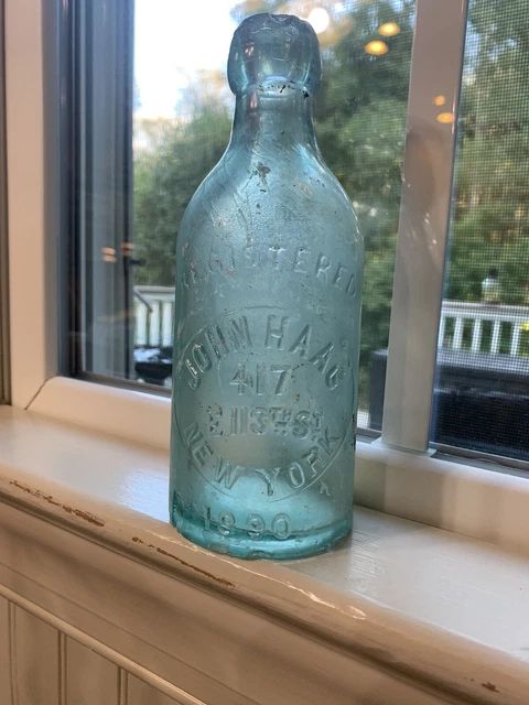 John Haag 417 East 1134 St New York BLOB TOP BOTTLE, 1890, 7.5 inches Tall