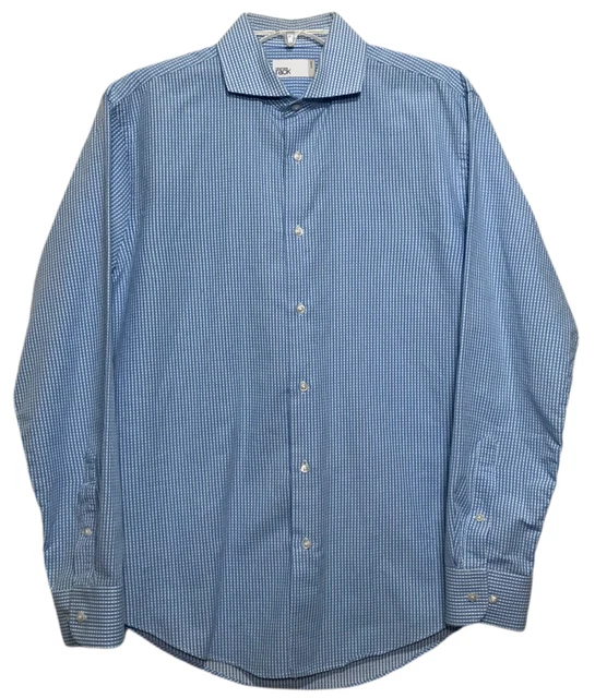 Nordstrom Rack Mens Long Sleeve Shirt - Size M 15 1/2 - Blue, Checkerd, Buttons