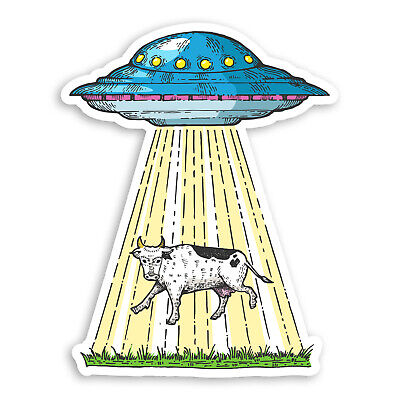 2 x 10cm Rapimento Alieno mucca Adesivi in vinile-UFO Divertente Adesivo Laptop #30957