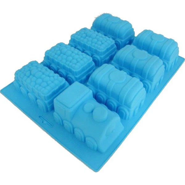 Silikon Backform Zug Eisenbahn Lok mit 7 Waggons Kindergeburtstag 3D Kuchenform