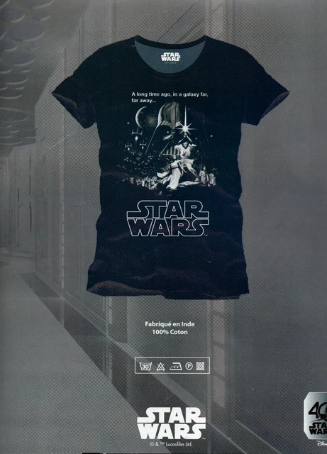 T-shirt Star Wars 40th Anniversary - Noir, Taille L, 100% Coton, Neuf Avec étiquettes