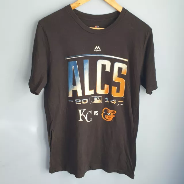 MAJESTIC MLB T-Shirt Women's XL Black Kansas City Royals Vs Baltimore Orioles