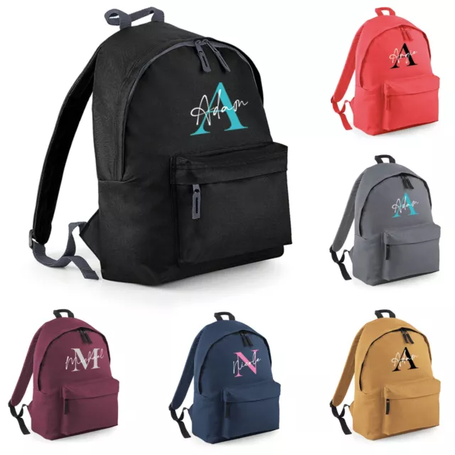 PERSONALISED SCHOOL BACKPACK Bag Kids Any Name Text Girls Boys Rucksack PE Kit EUR 14,51