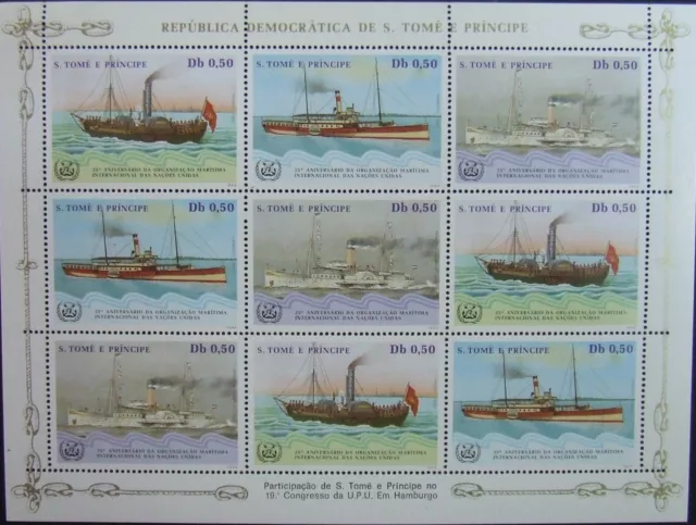 Sao Tome & Principe-River Ship-UPU-2 M/Sh.Perfored And Imperf.-MNH**.STP 028 B 2